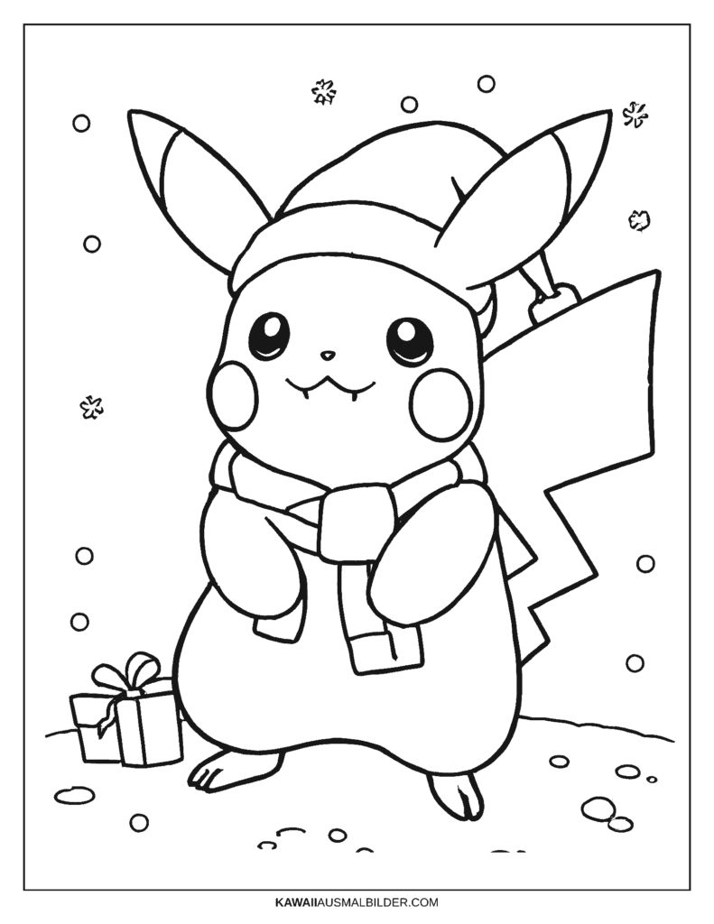ausmalbild pikachu weihnachten
