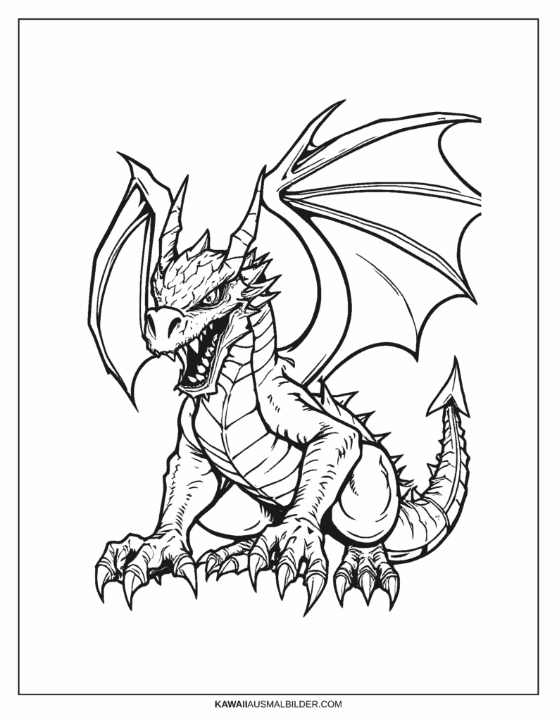 böser Drache Ausmalbild
