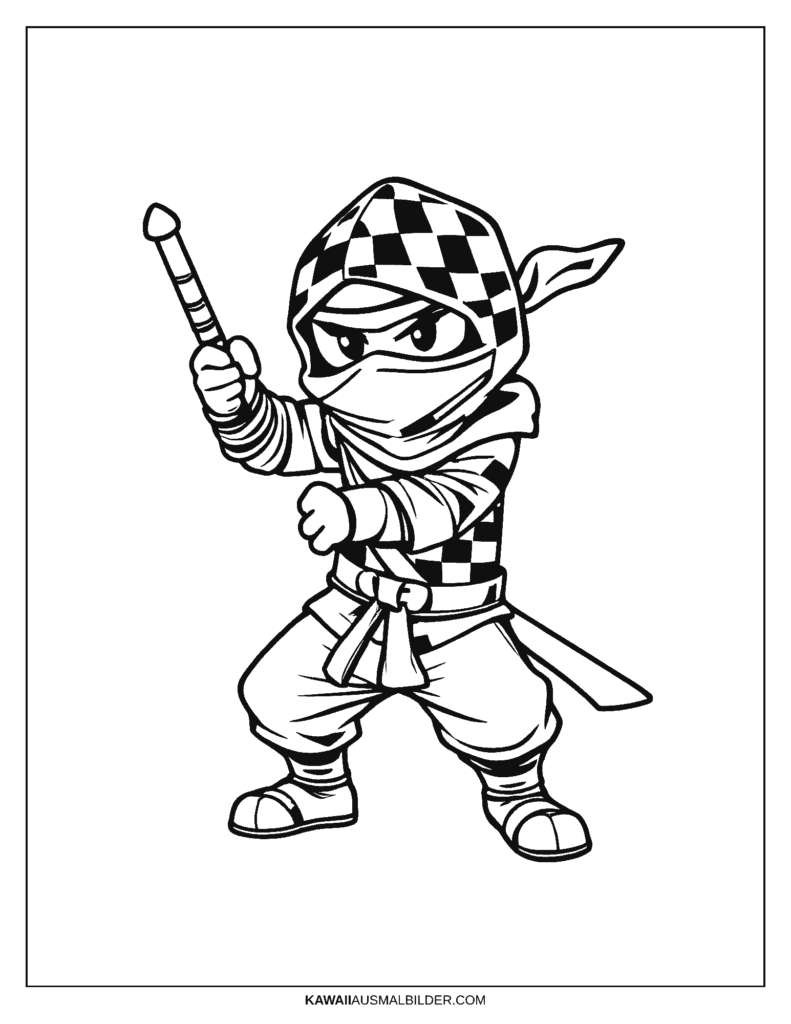 der karierte ninja ausmalbild