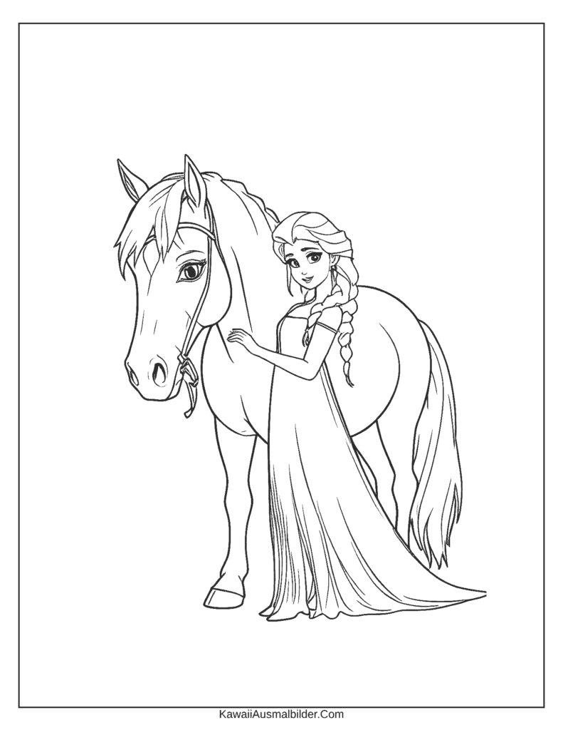 elsa mit pferd ausmalbild