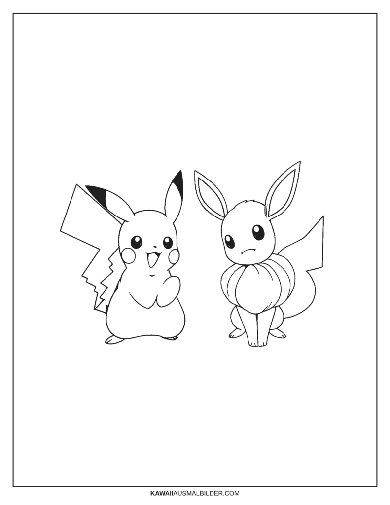 evoli und pikachu ausmalbild