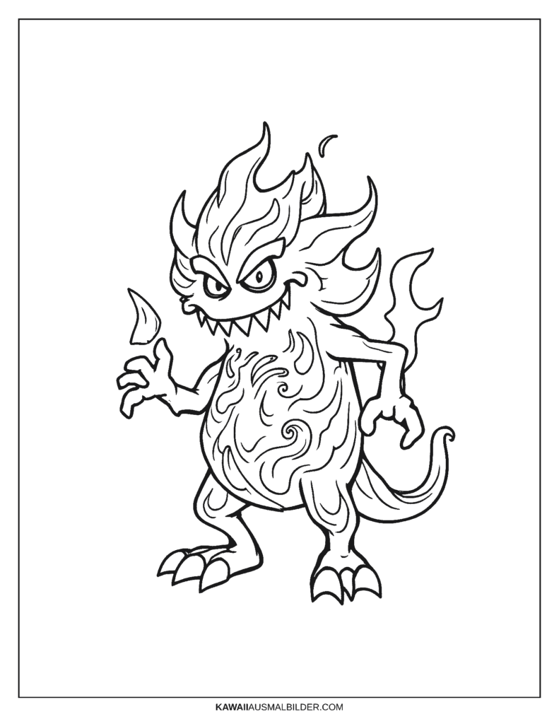 Malvorlage Feuermonster