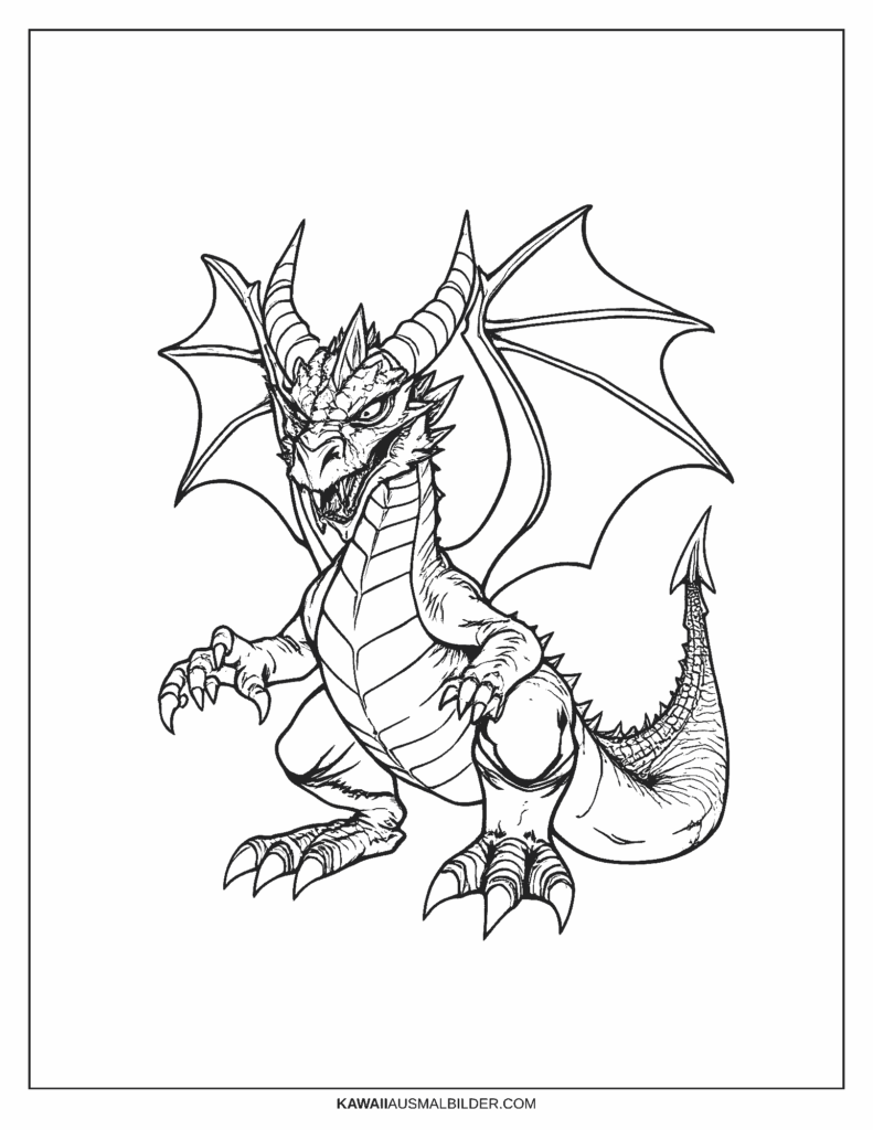 gefährliche drachen ausmalbild