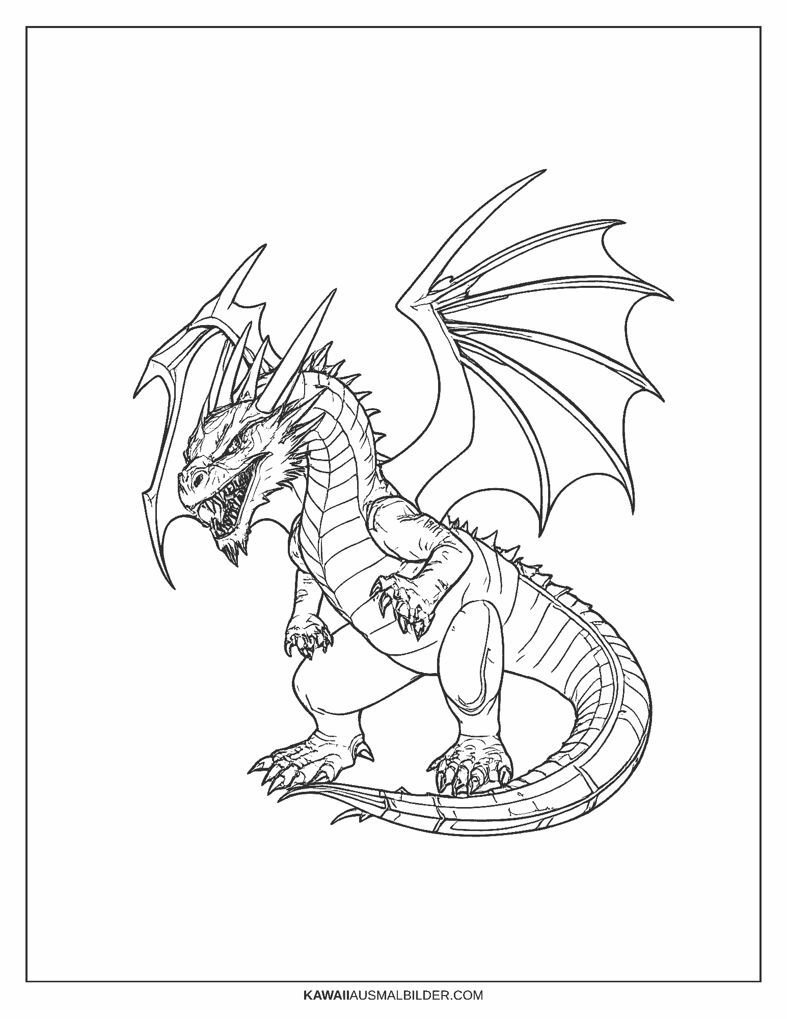 Kostenlose PDF Drachen Ausmalbilder zum Ausdrucken für Kinder