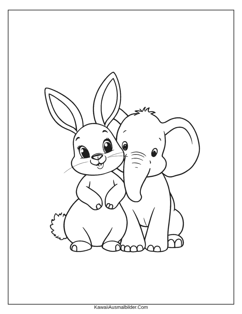 hase und elefant ausmalbild