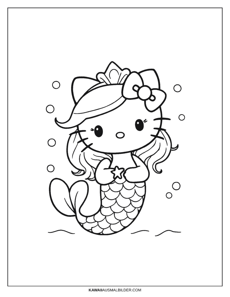 Hello kitty meerjungfrau ausmalbild