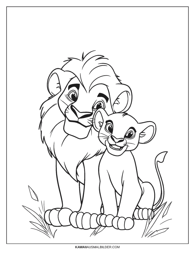 könig der löwen simba und nala ausmalbild