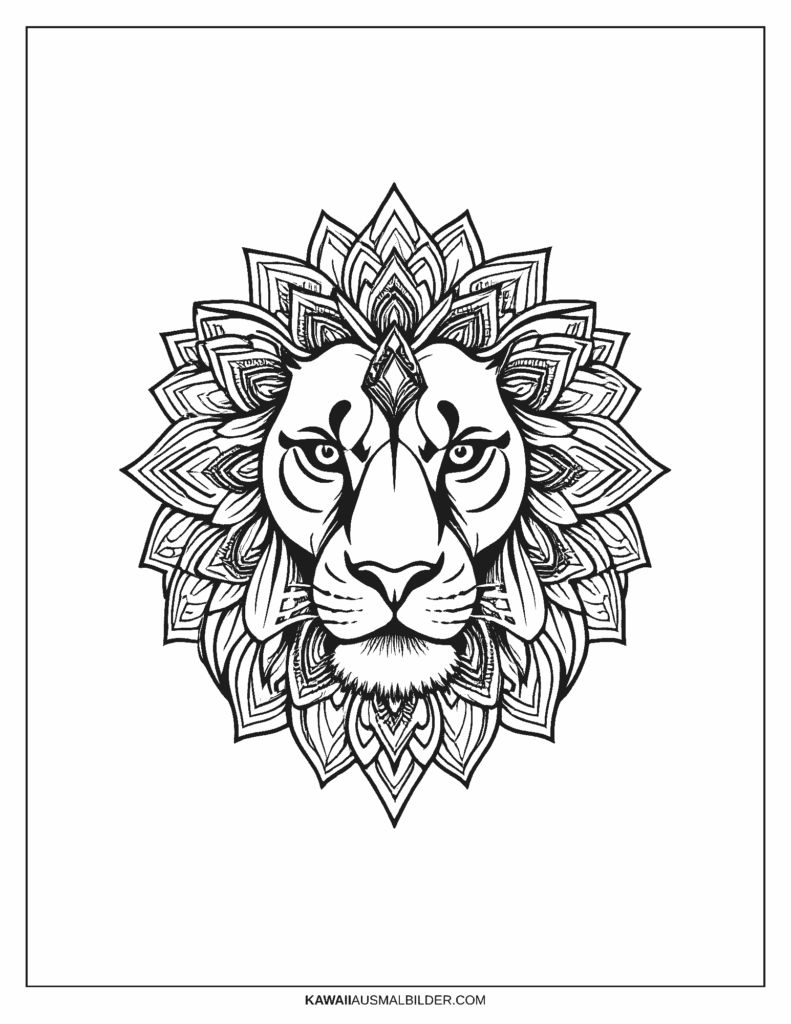 löwen mandala ausmalbild