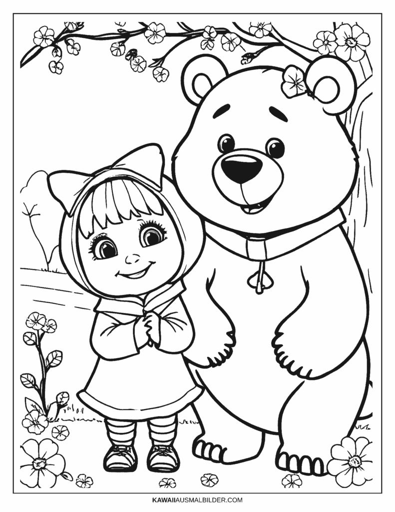 mascha und der bär ausmalbild