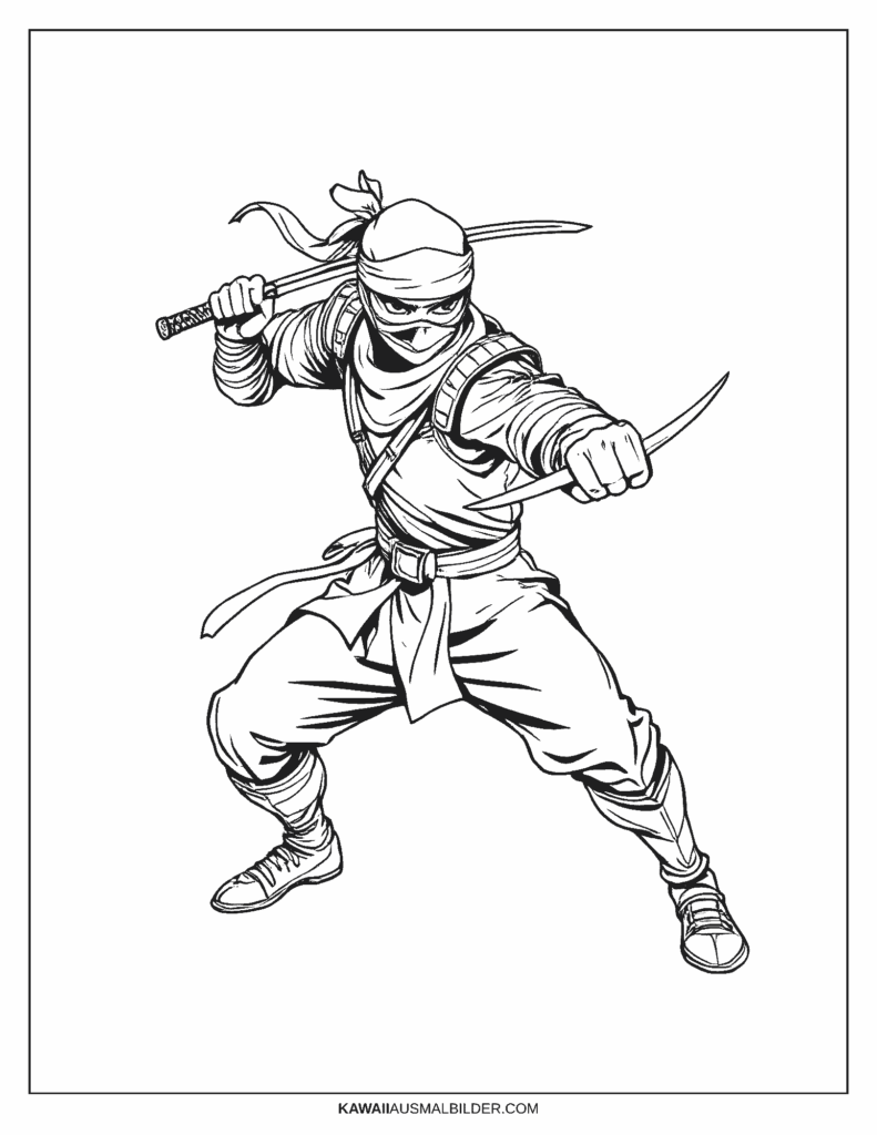 ninja kämpfer ausmalbild