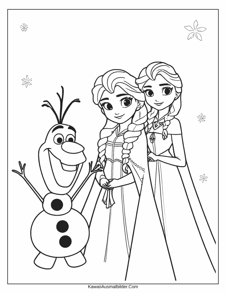 olaf anna und elsa ausmalbild