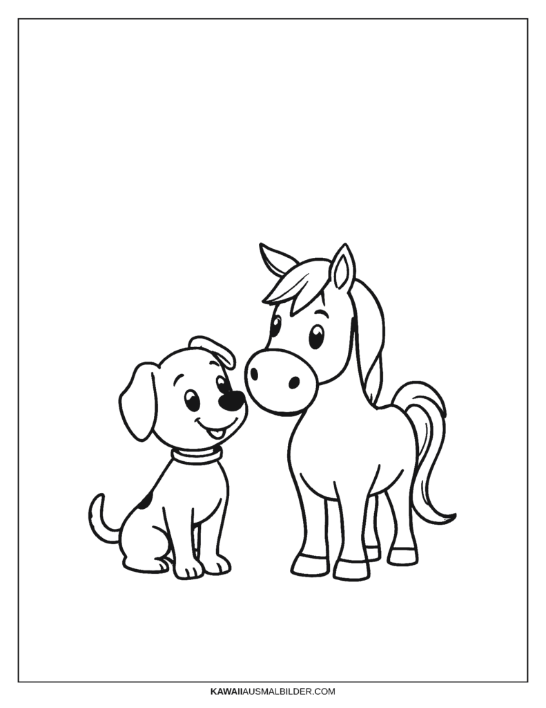 pferd und hund ausmalbild