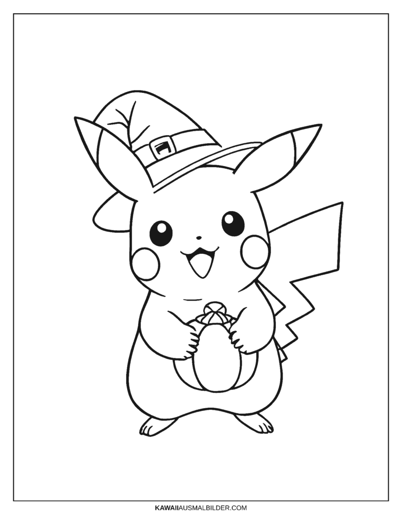 pikachu halloween ausmalbild