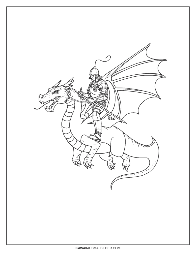 ritter drachen ausmalbild