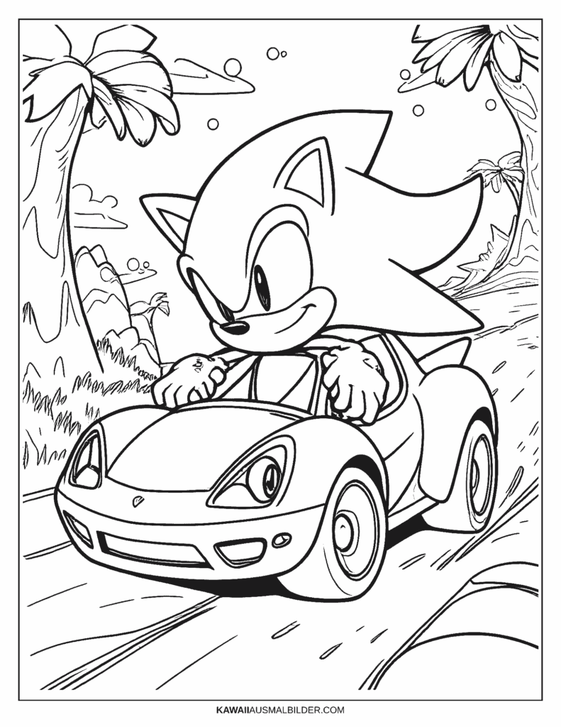 sonic auto ausmalbild