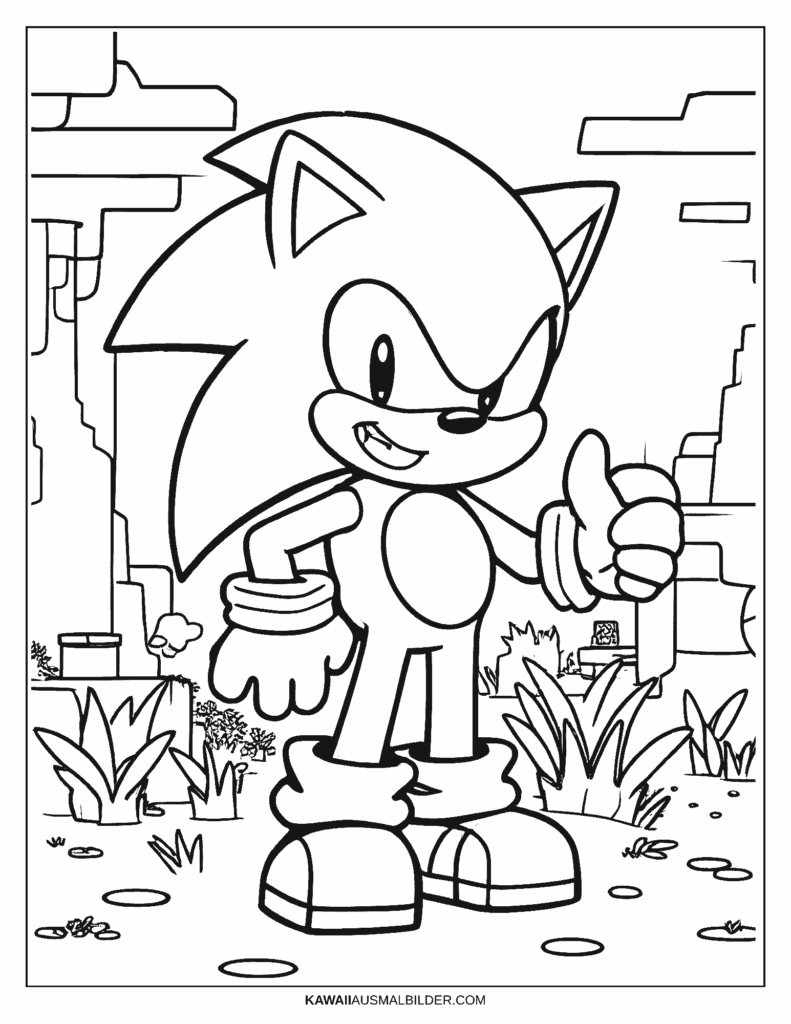 sonic minecraft ausmalbild