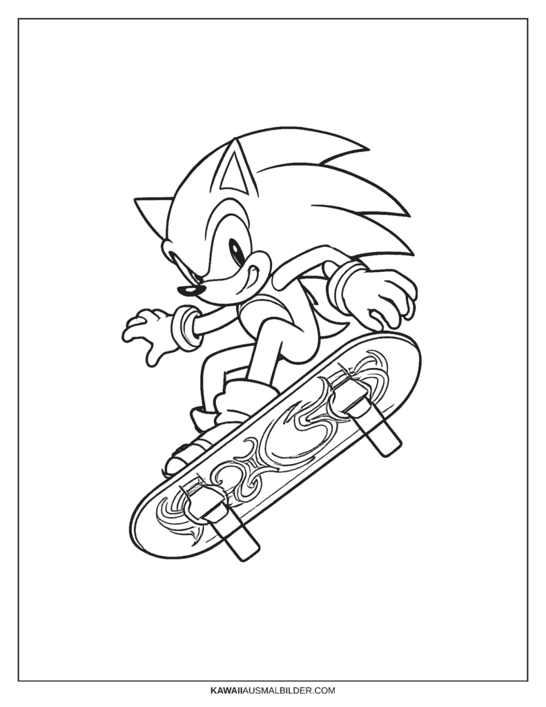 sonic skateboard ausmalbild