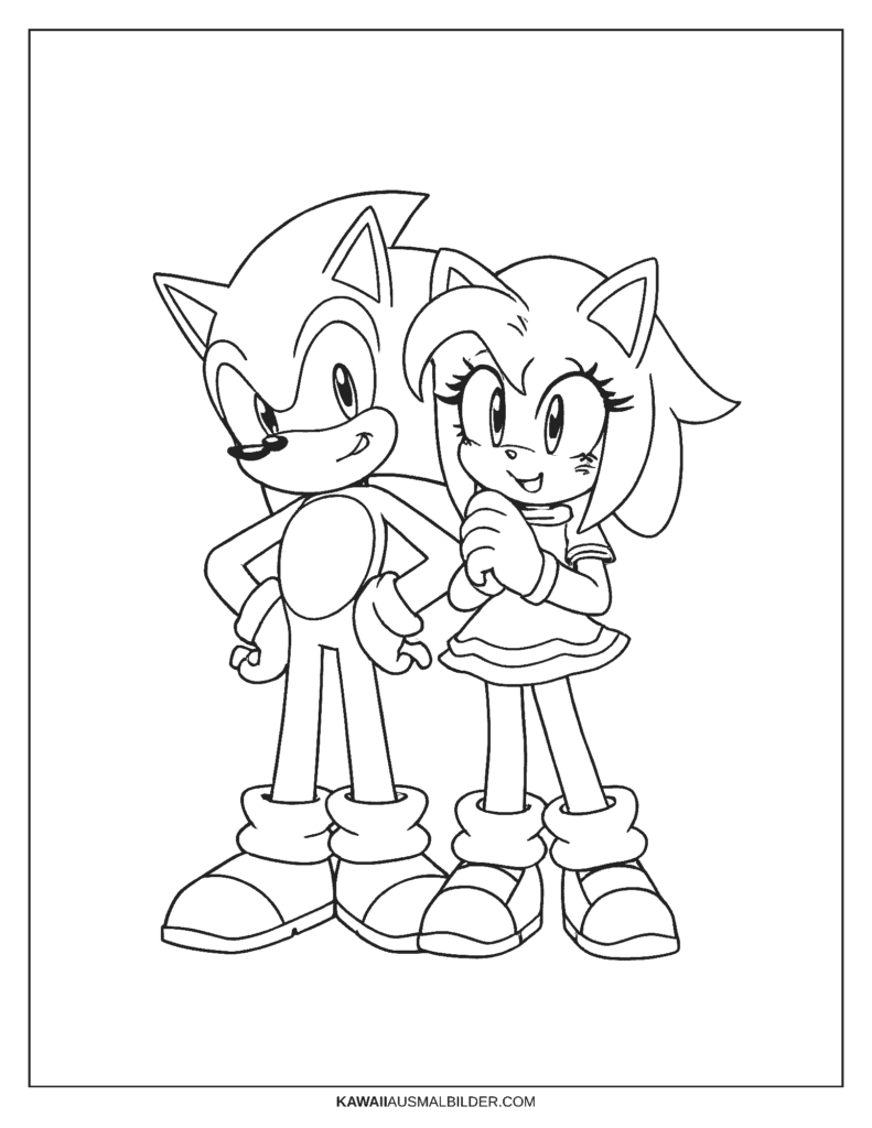 sonic und amy ausmalbild