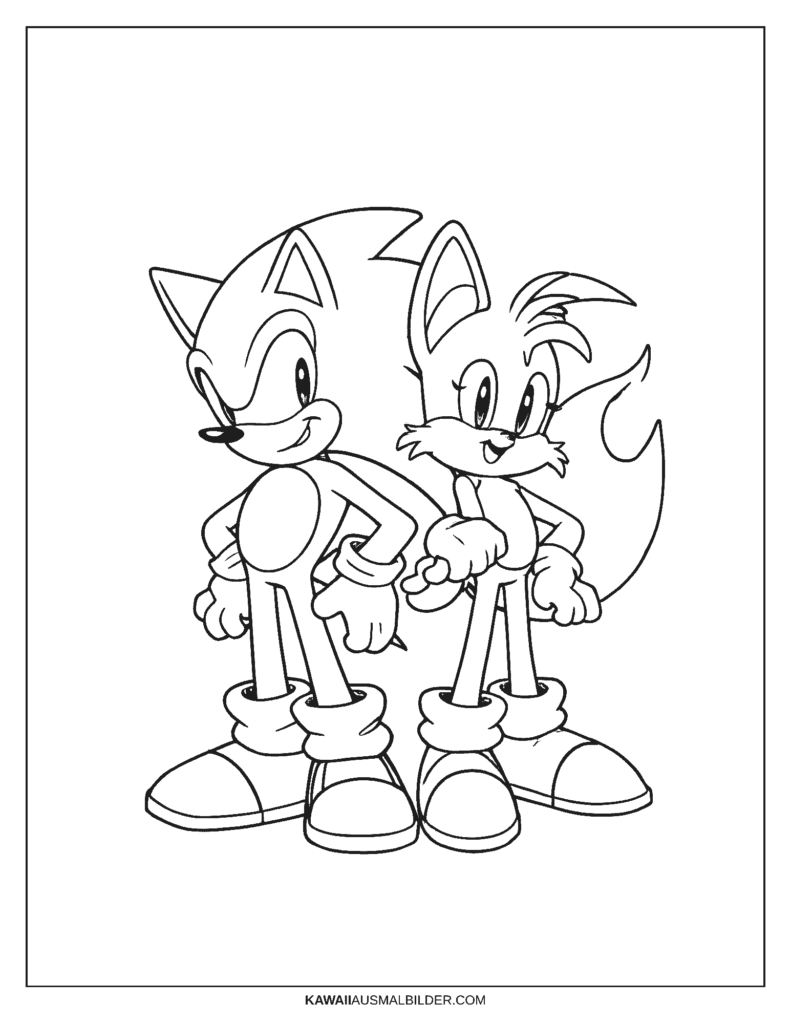 sonic und tails ausmalbild