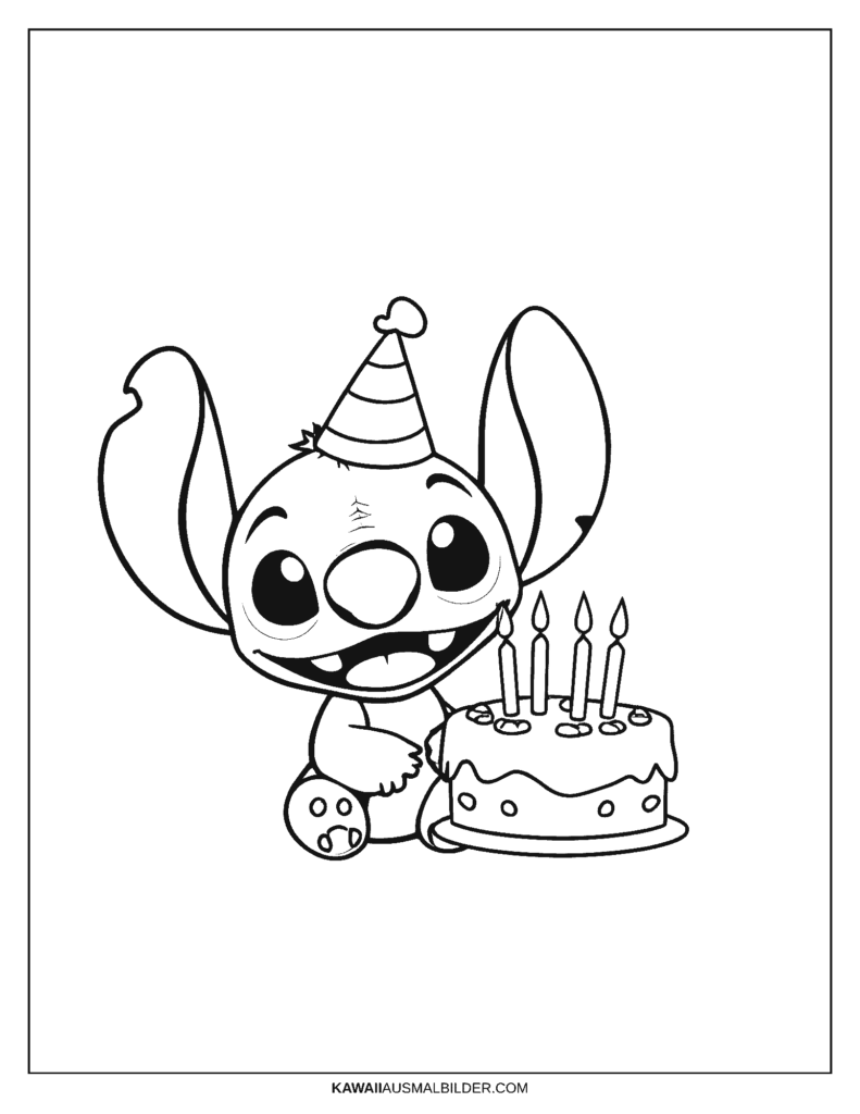 stitch geburtstag ausmalbild