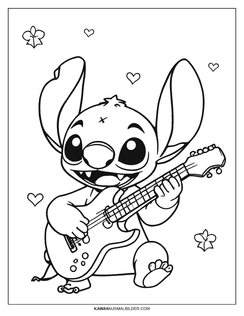stitch gitarre ausmalbild