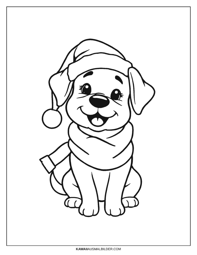 weihnachten hund ausmalbild