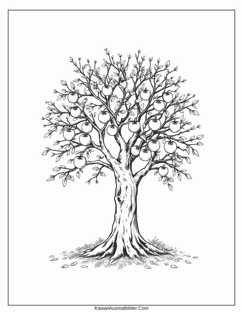 Apfelbaum im Herbst Malvorlagen