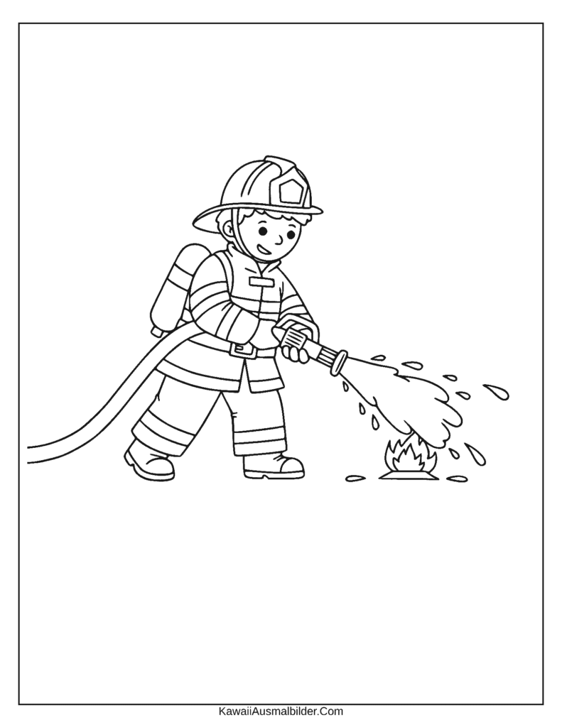 Ausmalbild Feuerwehrmann
