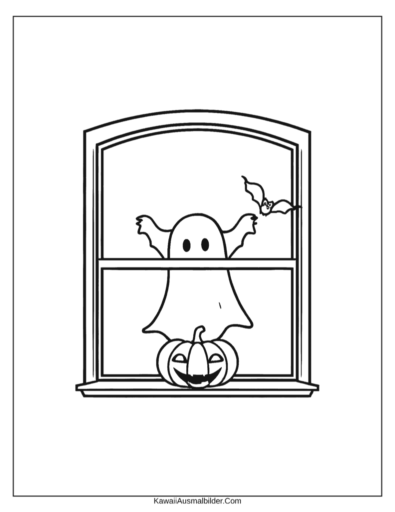 Ausmalbild Halloween-Fenster