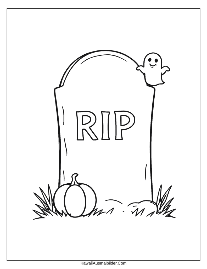 Ausmalbild Halloween Grabstein