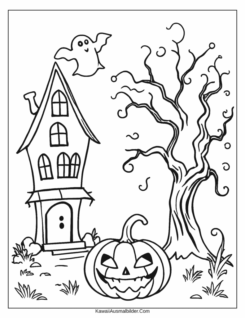 Ausmalbild Halloween Horror