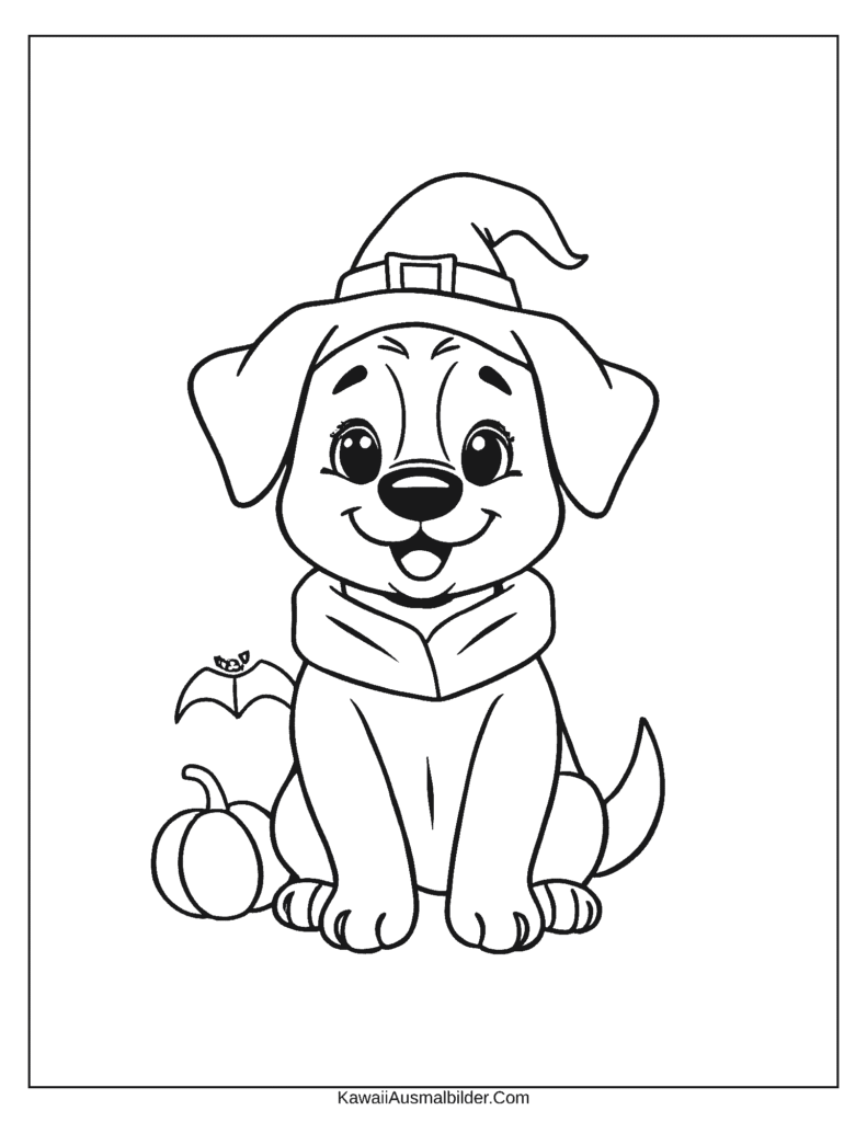 Ausmalbild Halloween Hund