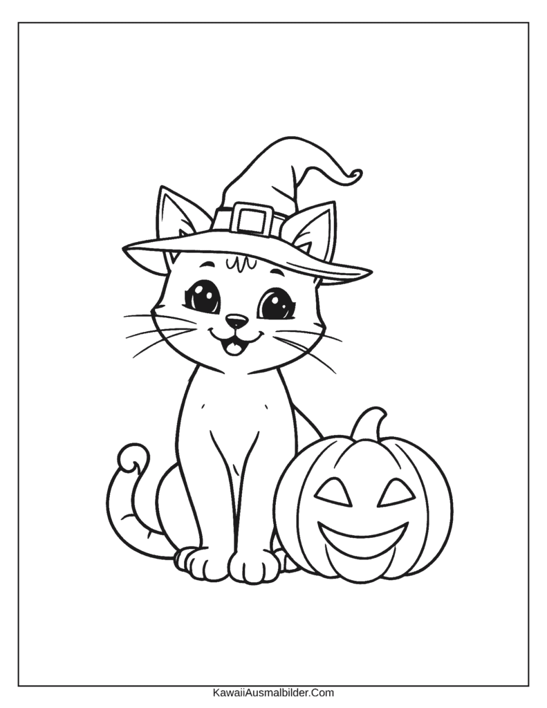 Ausmalbild Halloween-Katze