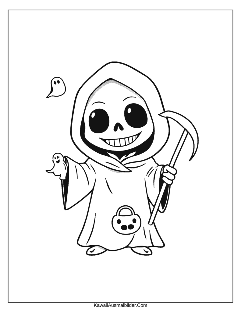 Ausmalbild Halloween Sensenmann