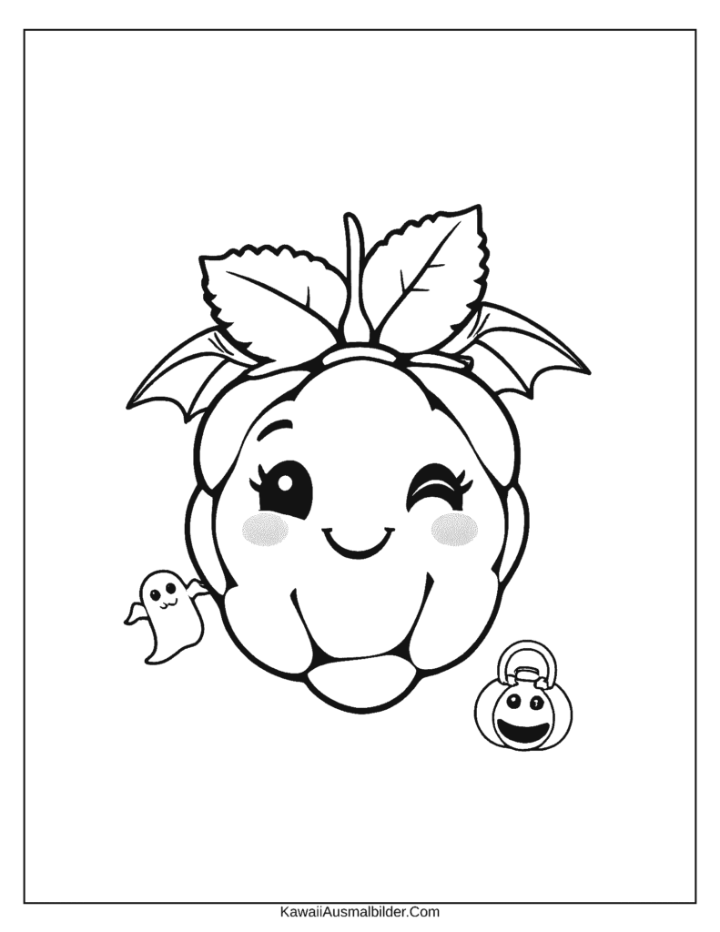 Ausmalbild Himbeeren Halloween