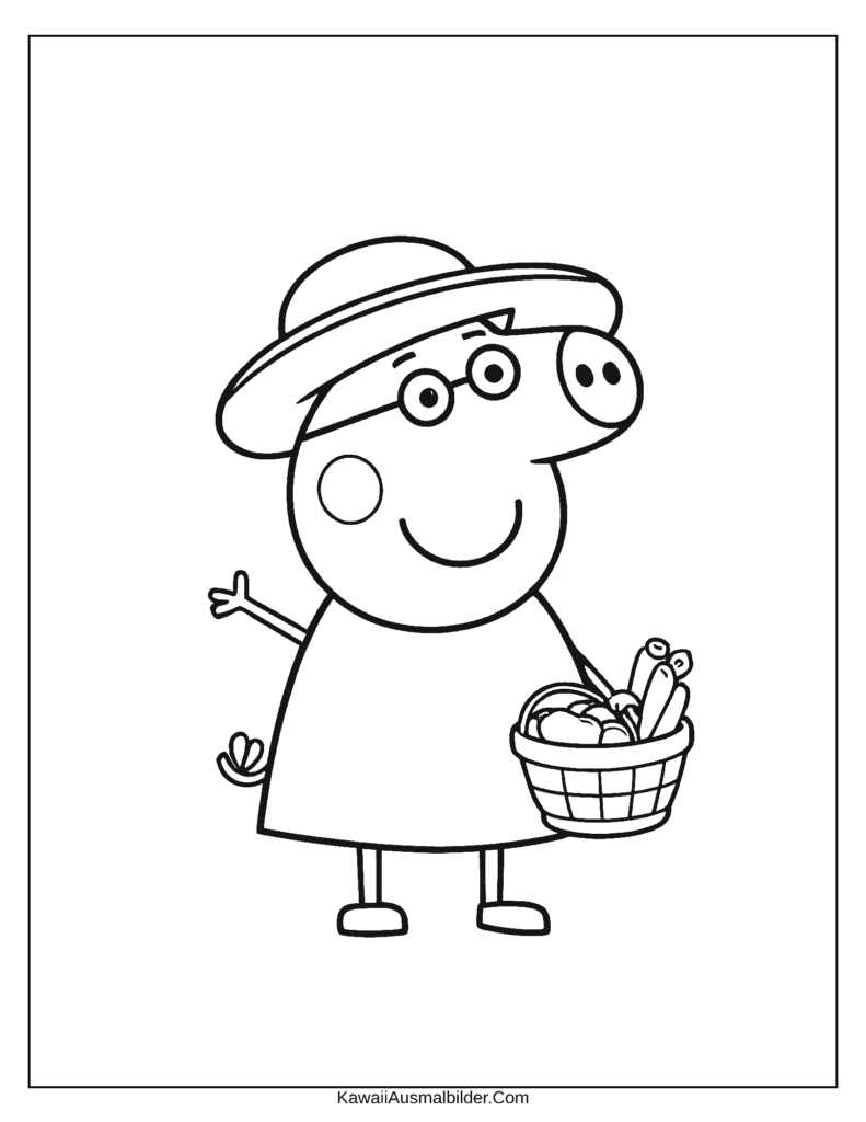 Ausmalbild Oma Schwein