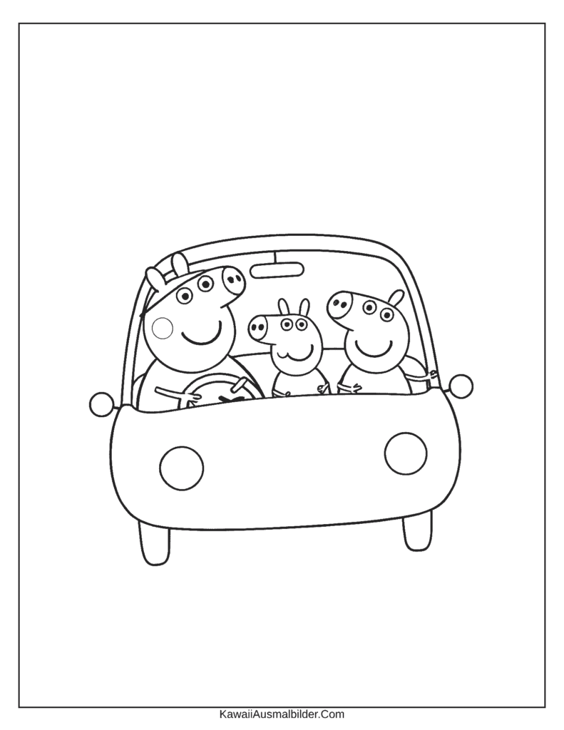 Ausmalbild Peppa Pig Auto