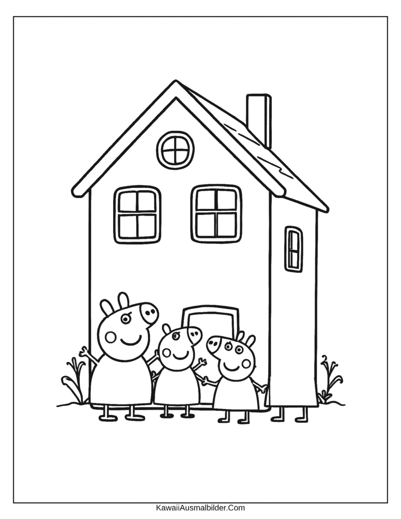 Ausmalbild Peppa Pig Haus