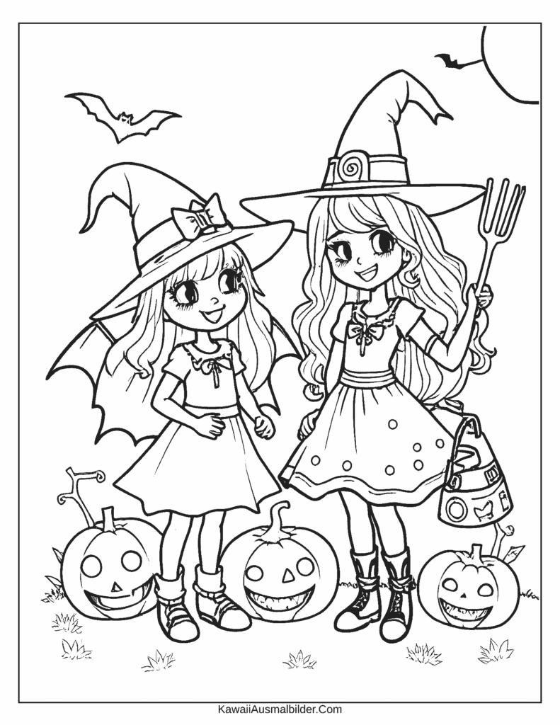 Bibi und Tina Halloween Malvorlage