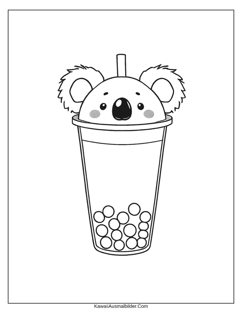 Bubble Tea Koala Malvorlage