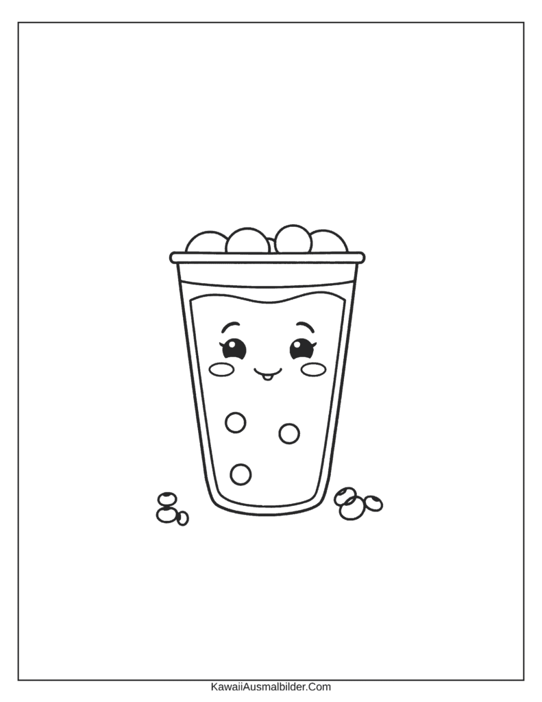 Bubble Tea Malvorlage mit Gesicht