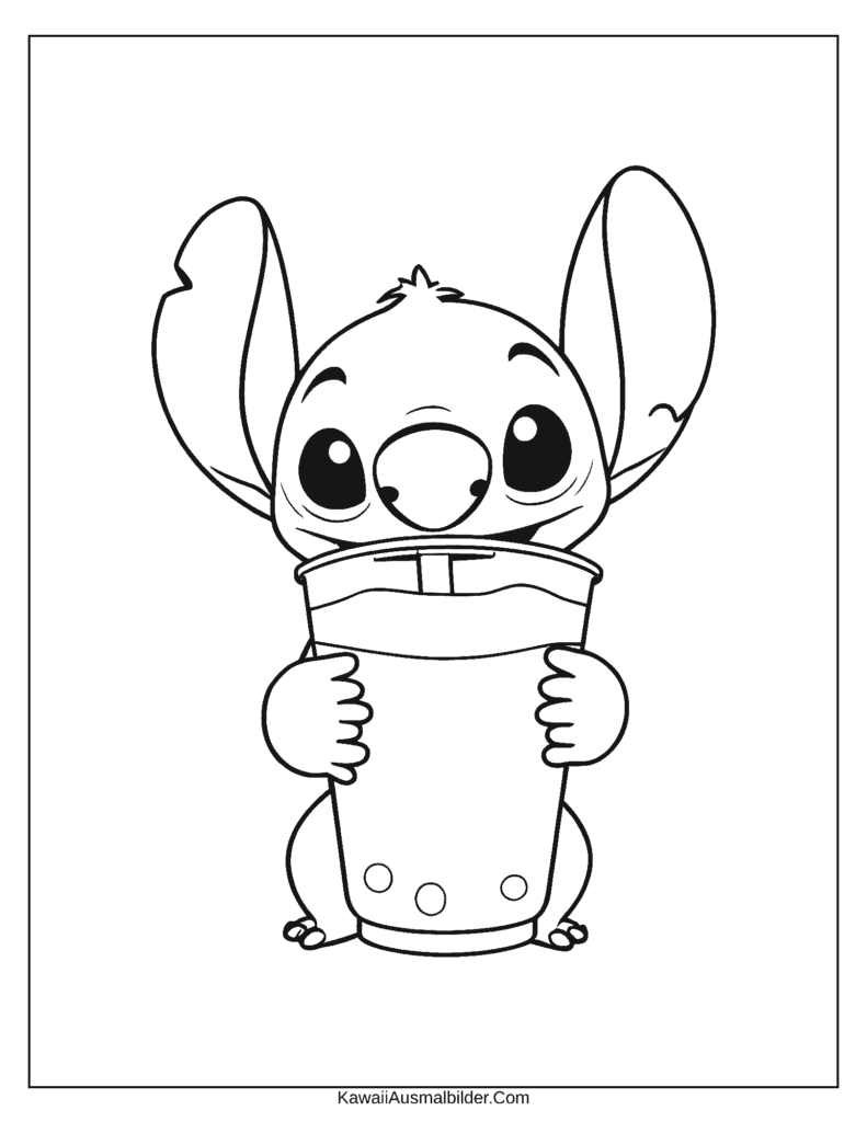 Bubble Tea Stitch Malvorlage