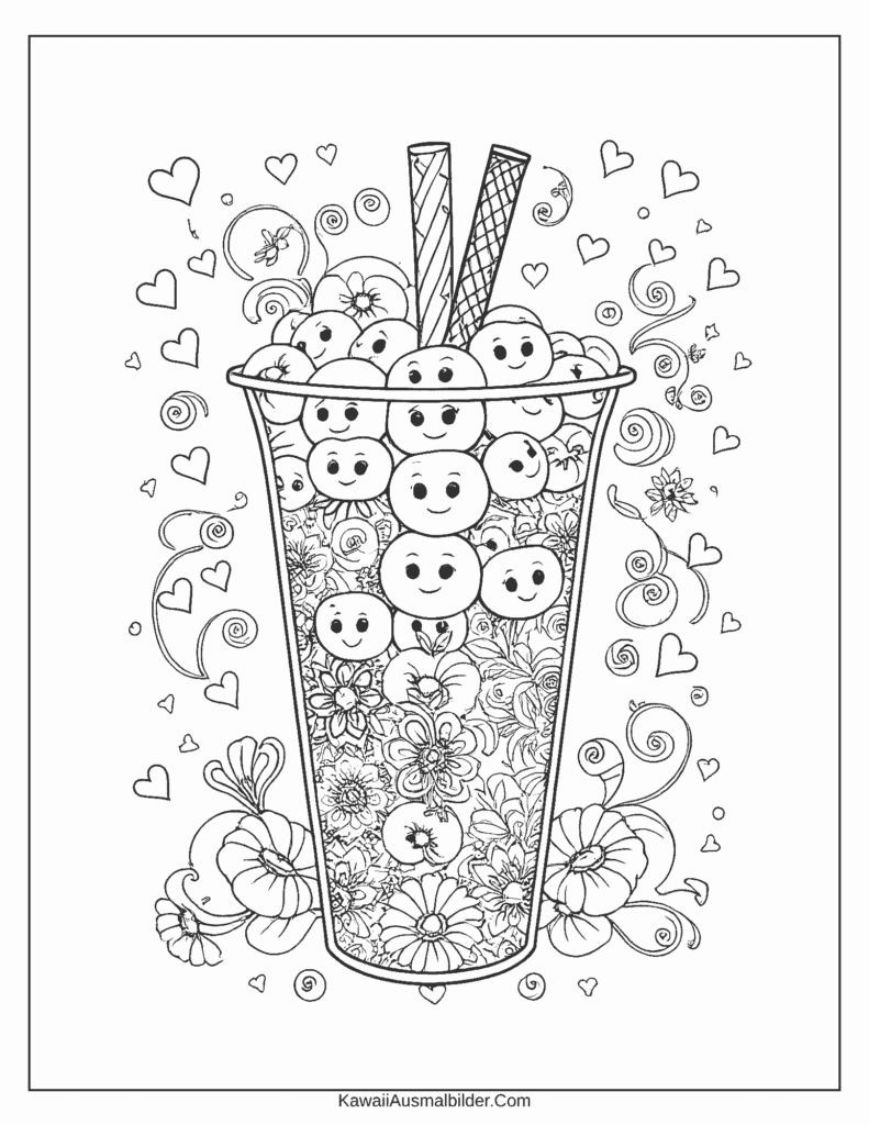 Bubble Tea – schwierige Malvorlage