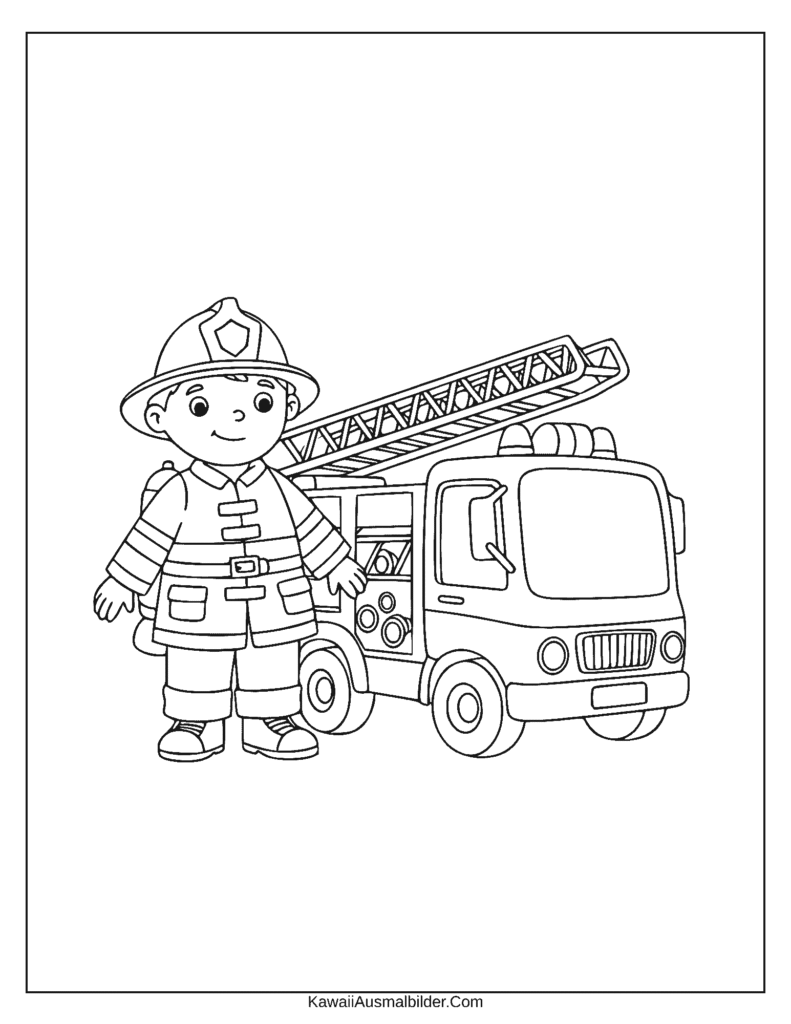 Einfache Malvorlage zur Feuerwehr