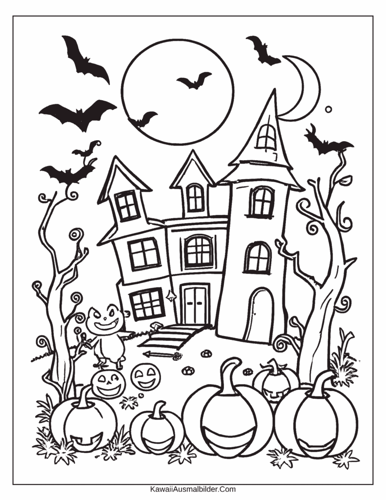 Halloween-Ausmalbild für die Kita