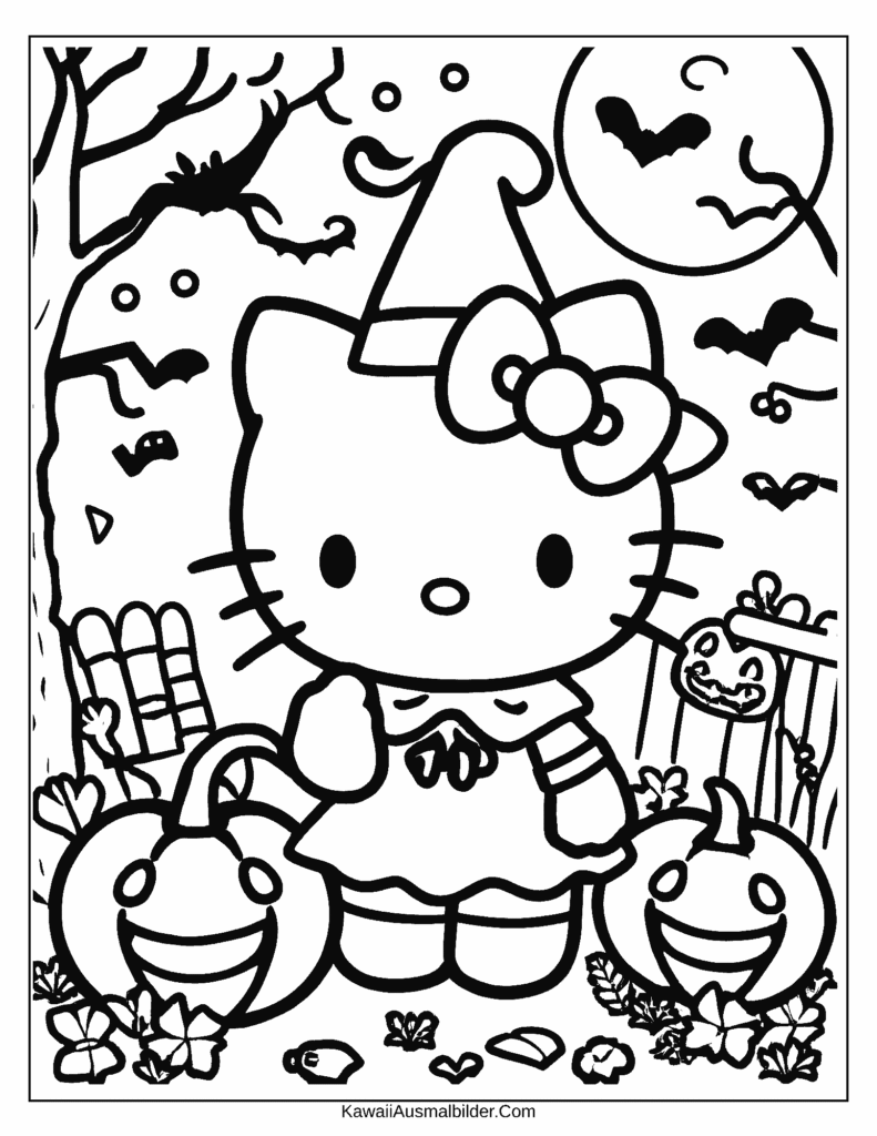 Halloween Hello Kitty Ausmalbild