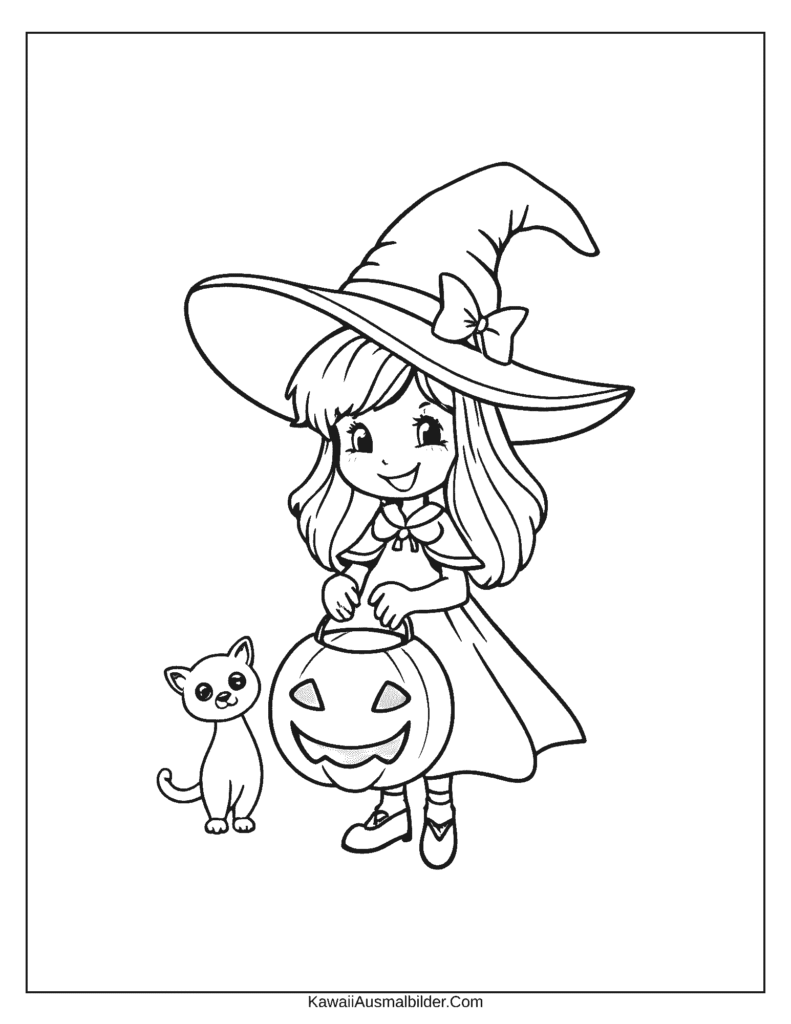 Halloween-Malvorlage für Mädchen