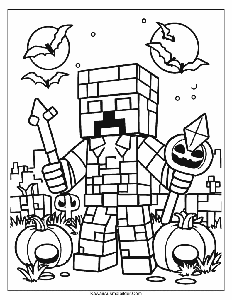 Halloween Minecraft-Malvorlage