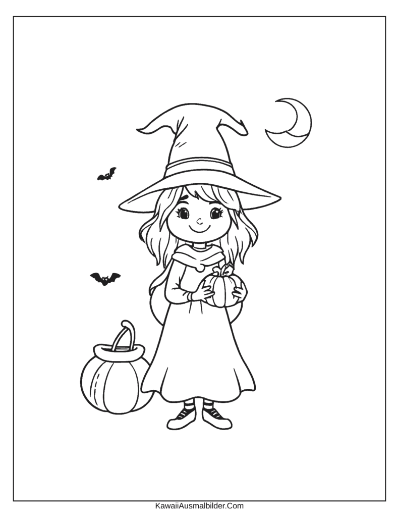 Halloween witch coloring page
