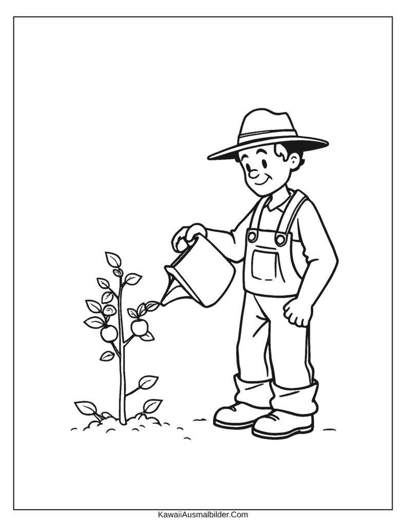 Malvorlage Apfelbaum gießen